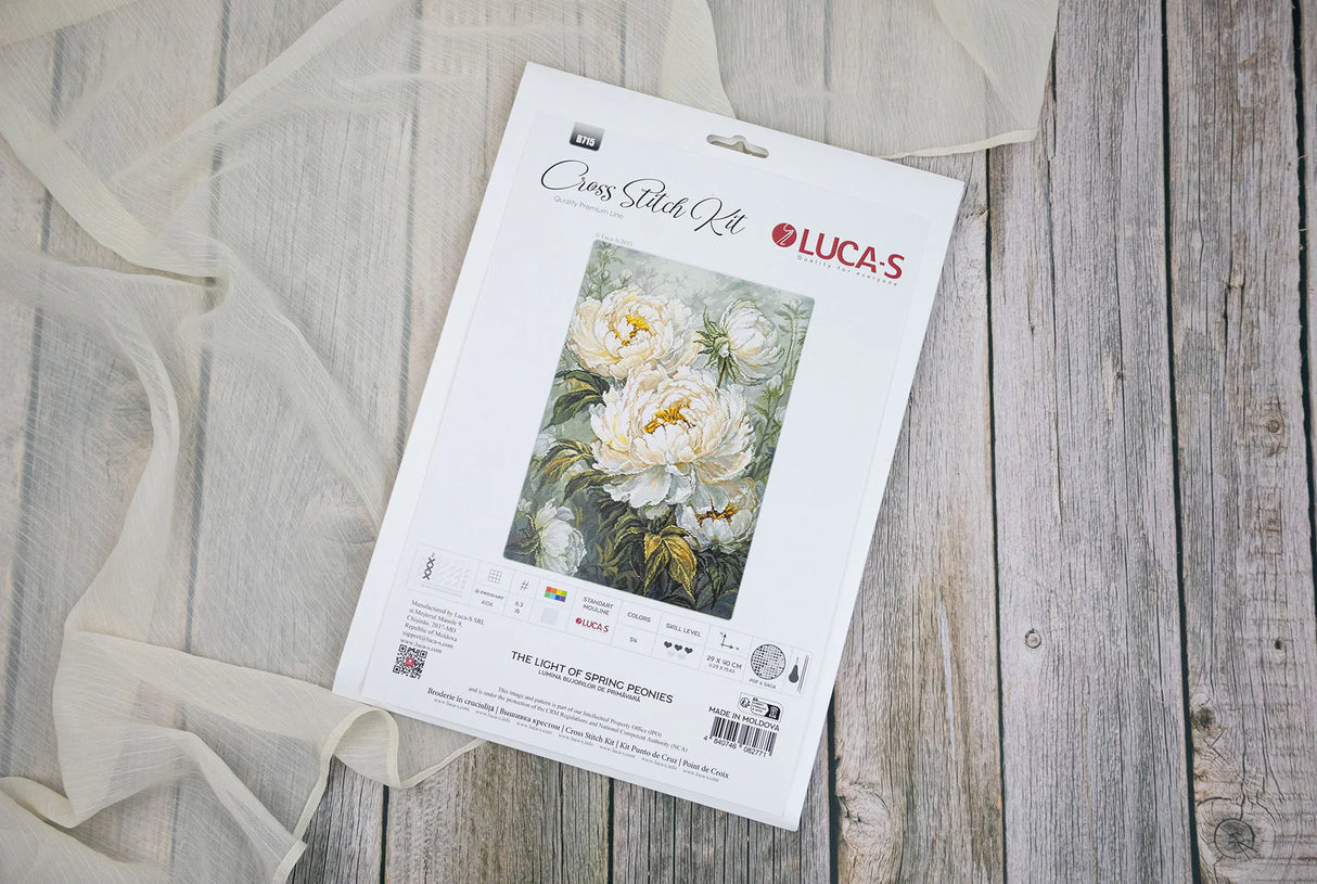 Luca-S GOLD Cross Stitch Kit – The Light of Spring Peonies, B715