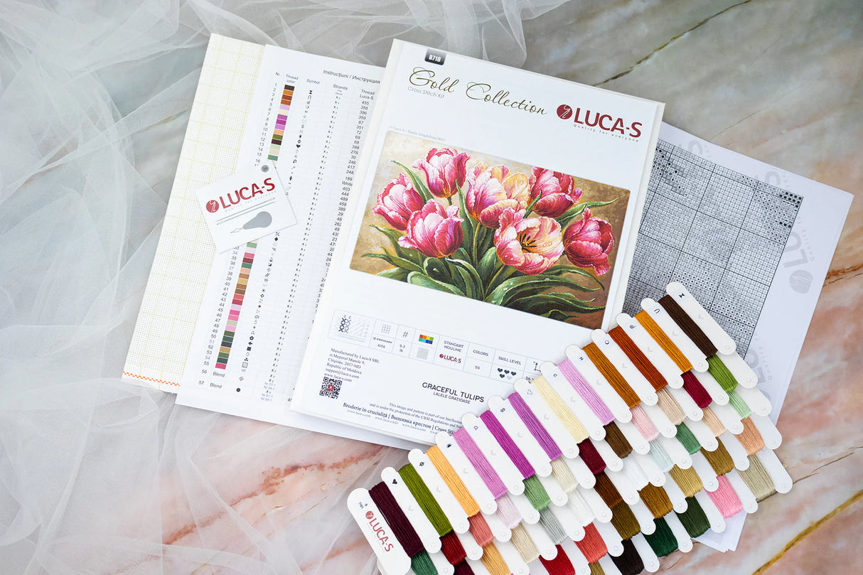 Cross Stitch Kit "Elegant Tulips" – Luca-S GOLD B718