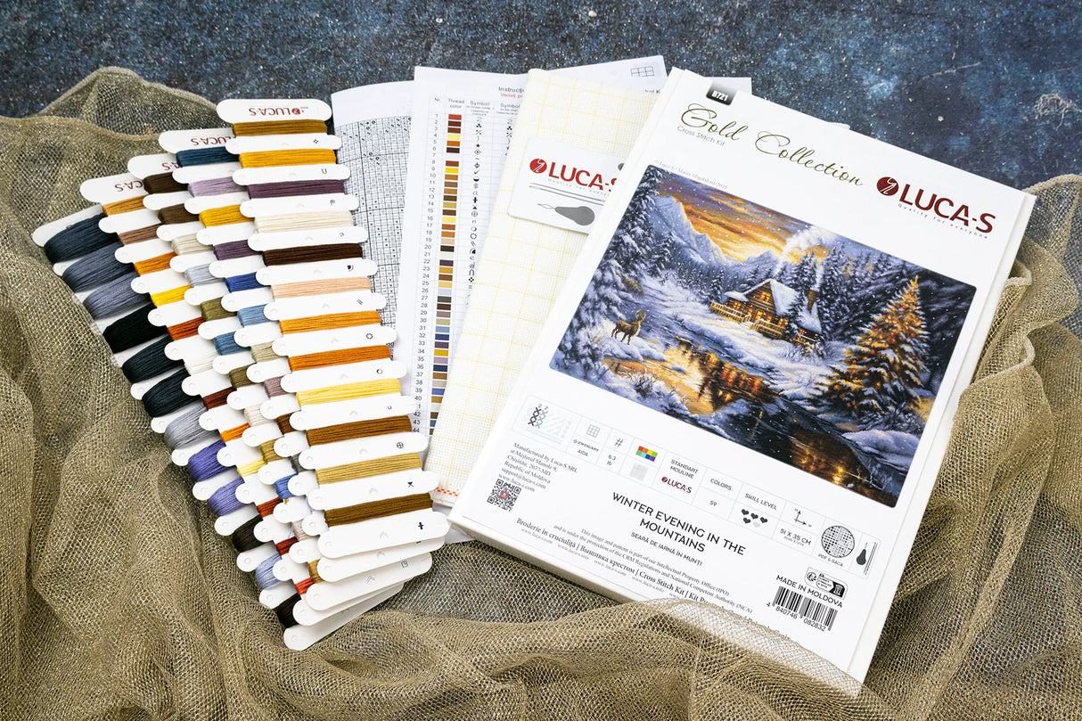 Kit de Punto de Cruz Luca-S GOLD - Winter Evening in the Mountains B721