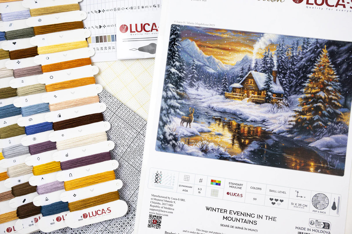 Kit de Punto de Cruz Luca-S GOLD - Winter Evening in the Mountains B721
