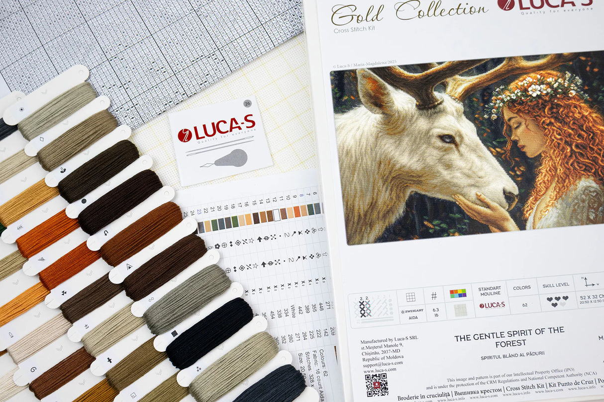 Kit de punto de cruz Luca-S GOLD – “The Gentle Spirit of the Forest” (B724)