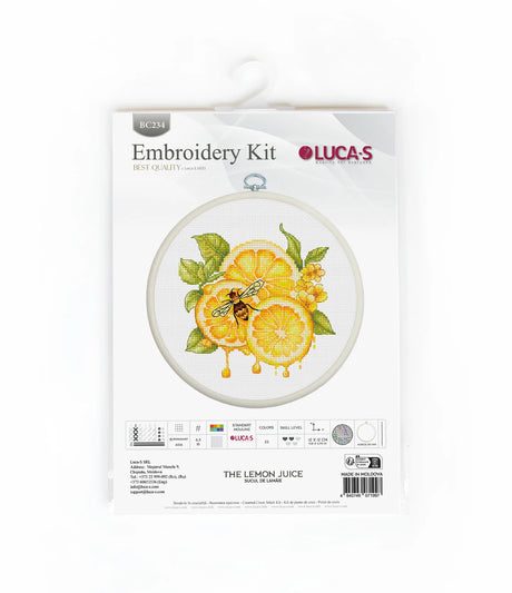 Luca-S Cross Stitch Kit with Hoop Included - "Lemon Juice", BC234