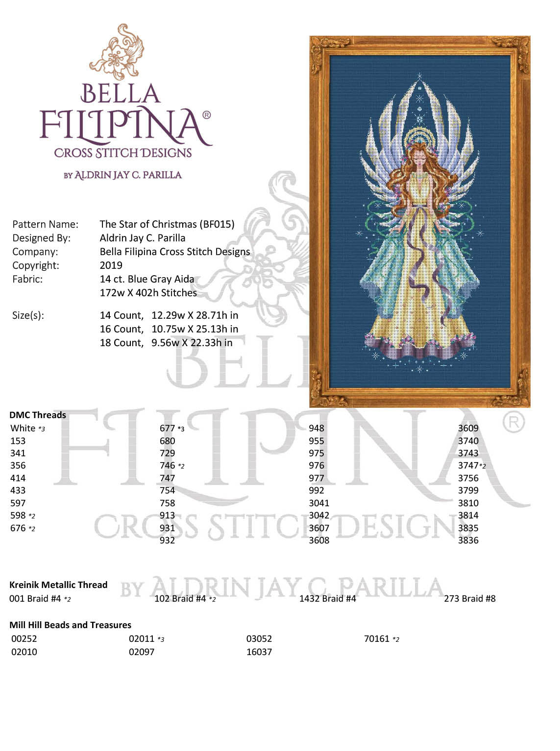 L'Étoile de Noël - Bella Filipina - Grille point de croix BF015