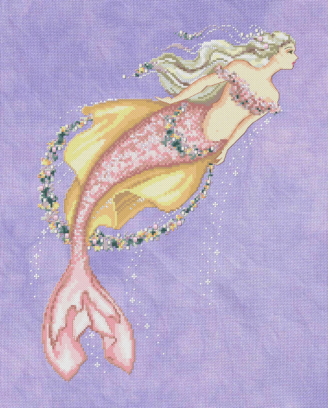 Akoya Pearl Mermaid - Bella Filipina - Esquema punto de cruz BF021