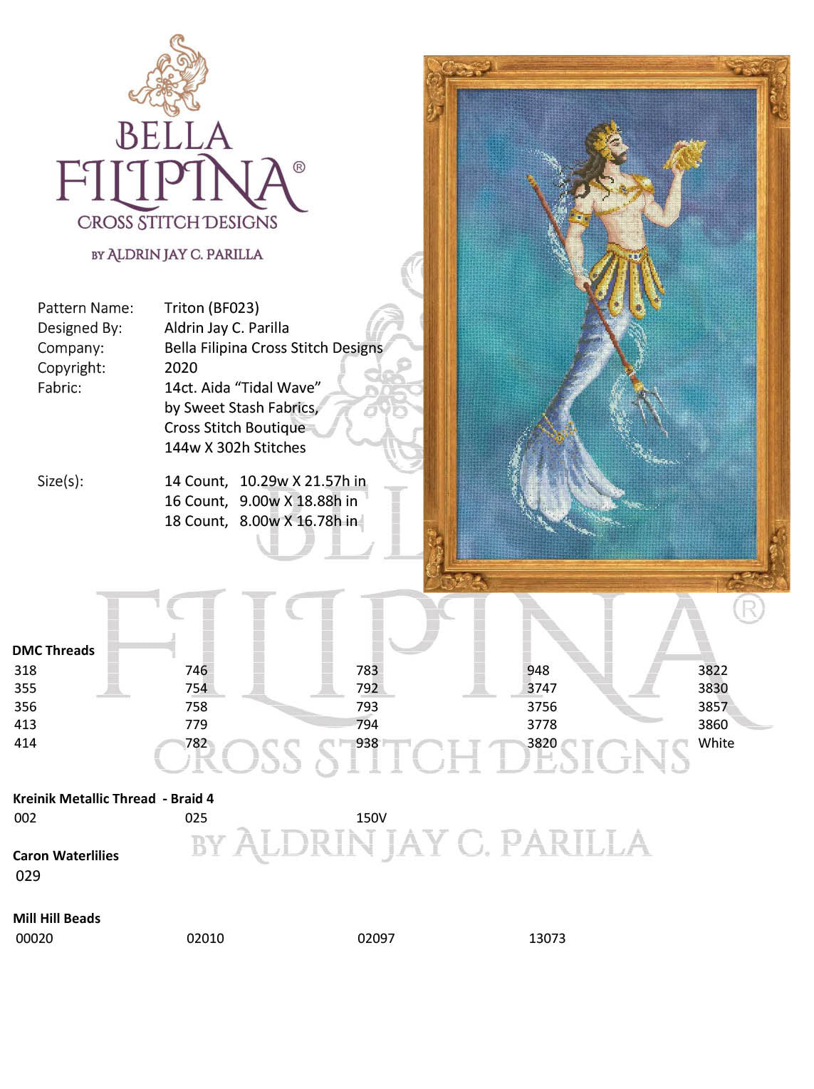 Triton - Bella Filipina - Esquema punto de cruz BF023