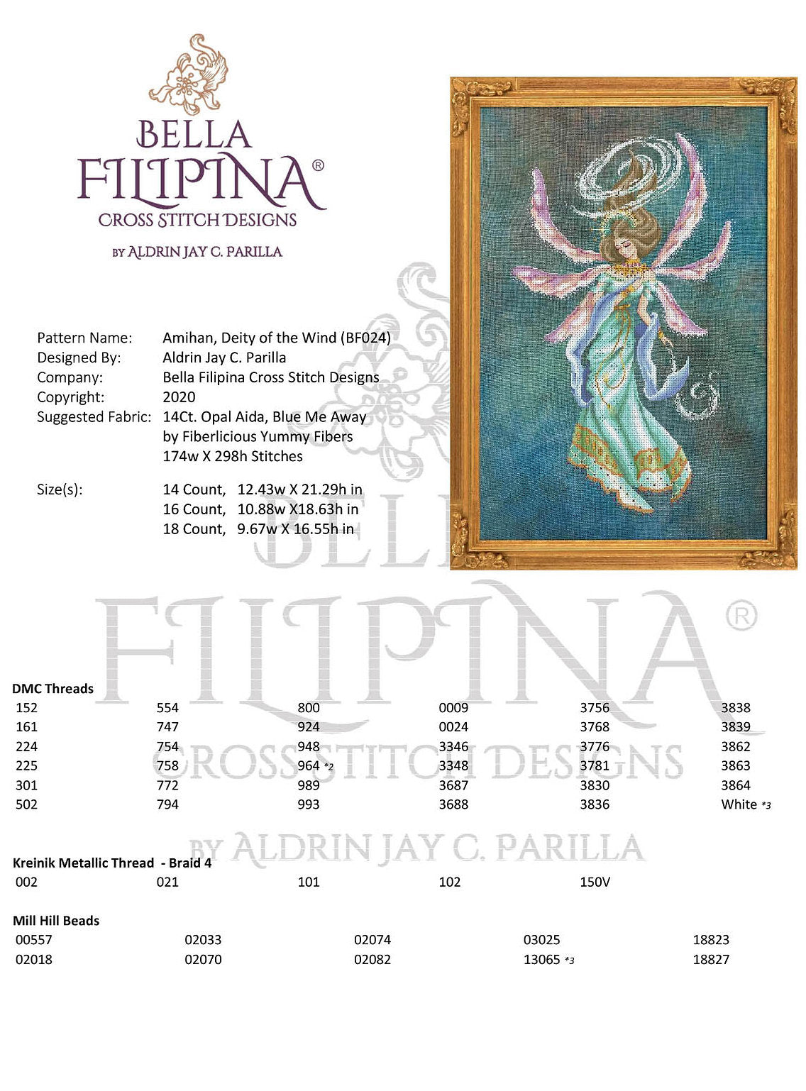 Amihan, Deity of the Wind - Bella Filipina - Cross stitch chart BF024