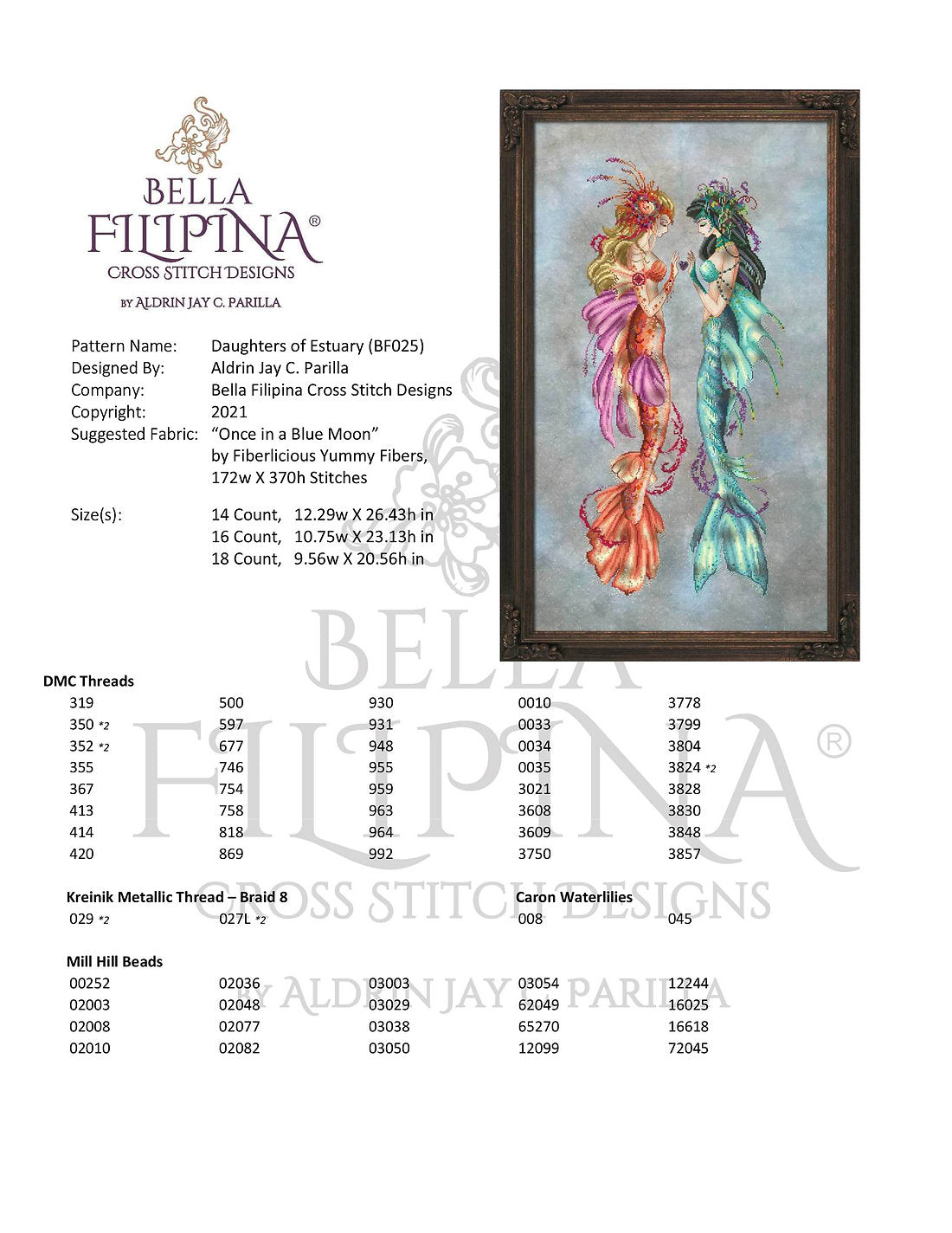 Filles de l'Estuaire - Bella Filipina - Grille point de croix BF025