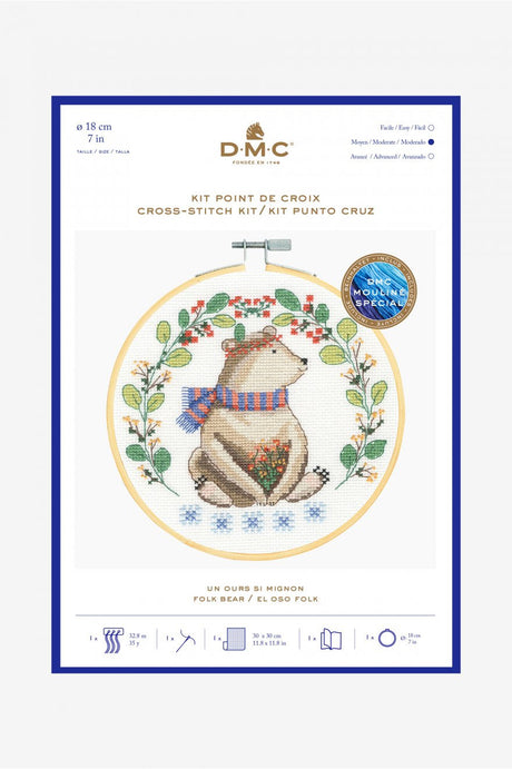 Lovely Bear cross stitch kit - DMC BK1927