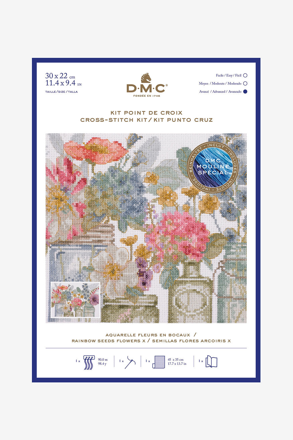 Cross Stitch Kit "Watercolor Flowers in Vases" - DMC