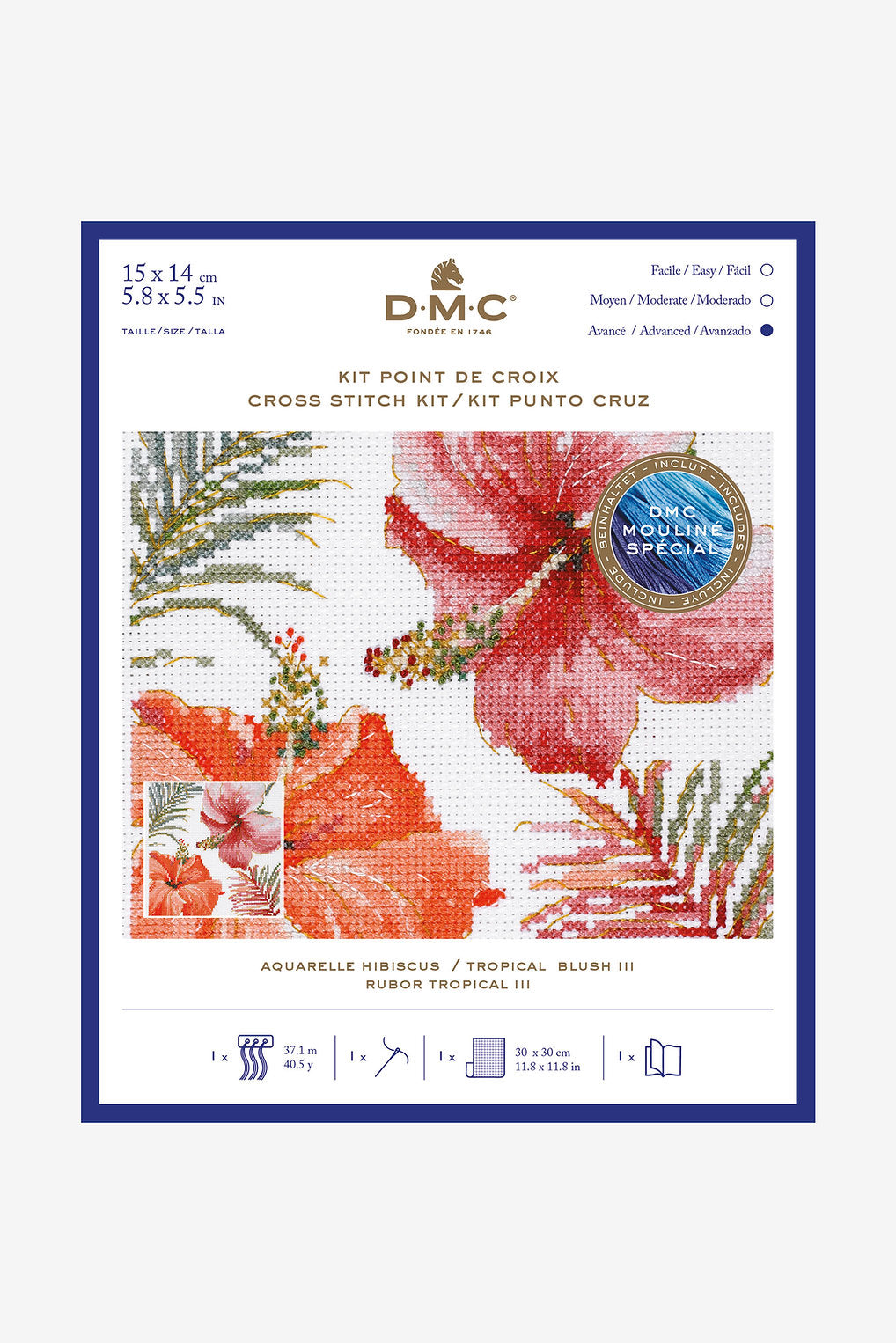 Cross Stitch Kit "Watercolor Hibiscus" - DMC - BL1169/76