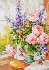 BU4016 Roses et Delphiniums - Luca-S - Kit de point de croix