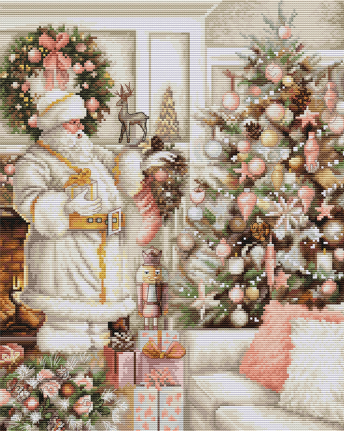 White Santa With Christmas Tree - BU5019 Luca-S - Kit de Punto de Cruz