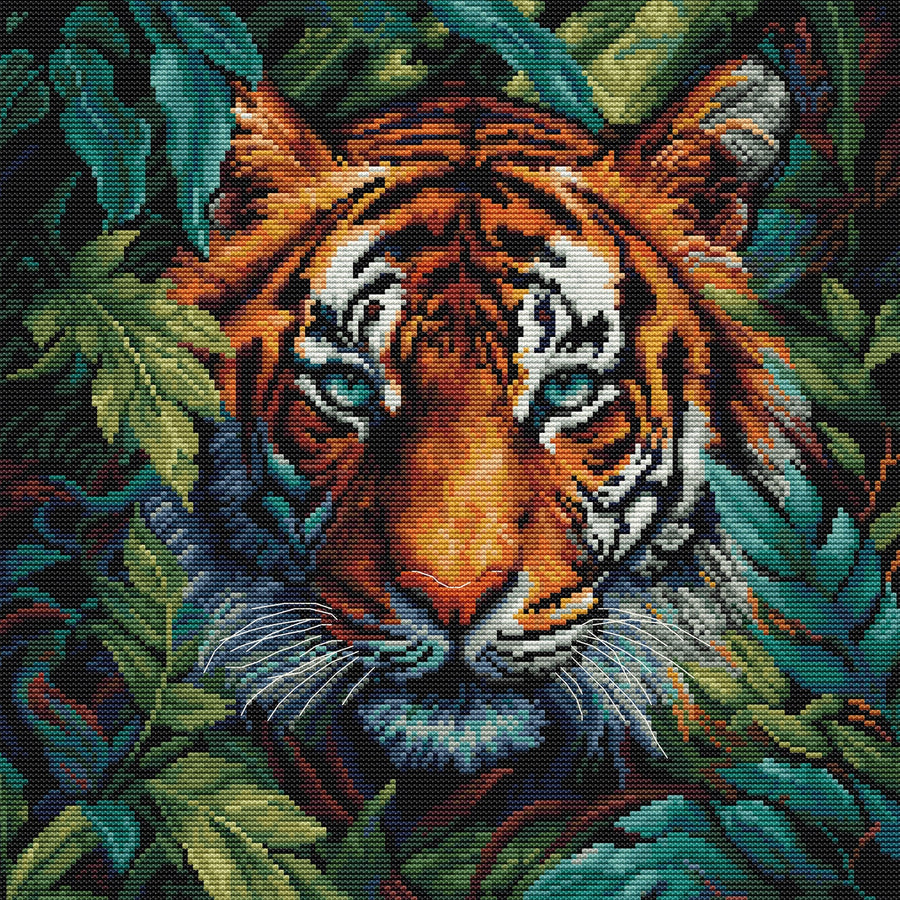 Kit de punto de cruz Luca-S Tiger of the Jungle BU5048 con retrato frontal de tigre
