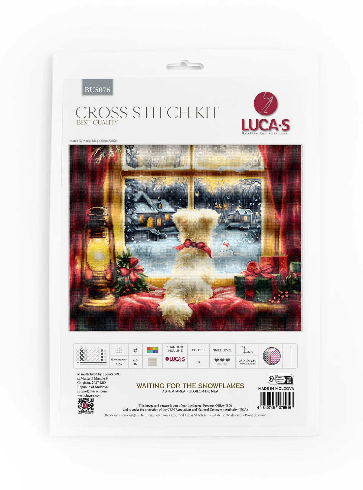 Packaging del kit de punto de cruz Luca-S Waiting for the Snowflakes BU5076