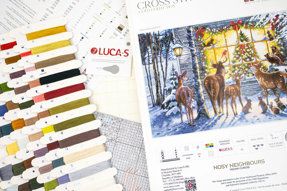 Cross Stitch Kit "Curious Neighbors" – Luca-S GOLD BU5086