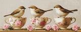 Luca-S BU5092 – Three Dainty Birds | Kit de punto de cruz con pajaritos y tazas de porcelana