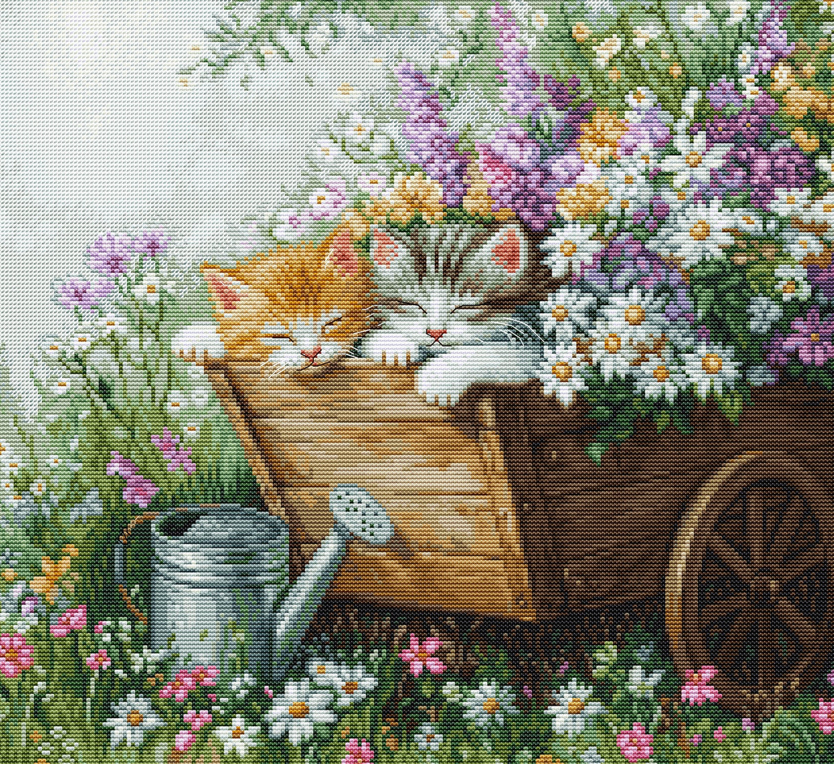 Kit de Punto de Cruz Luca-S - Kittens' Sleep BU5093