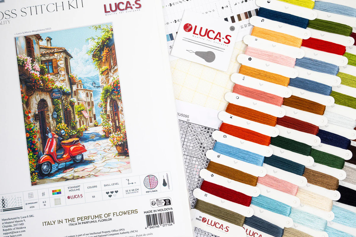 Detalle de los hilos y organizador del kit Luca-S BU5095