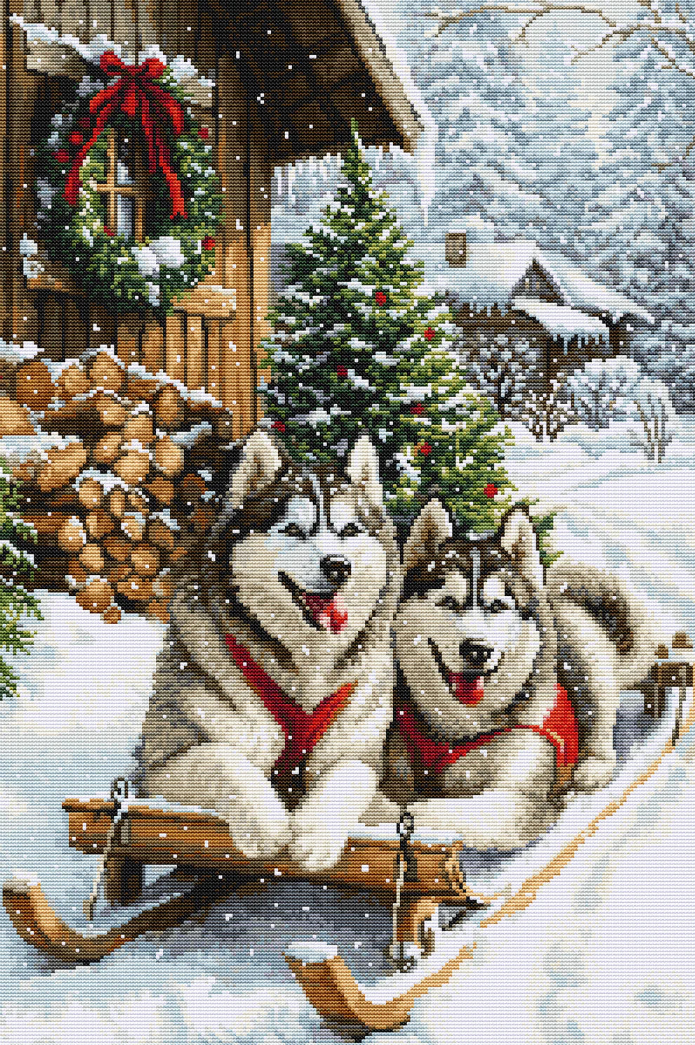 Kit de punto de cruz Luca-S B722 The Magic of the Nordic Winter terminado