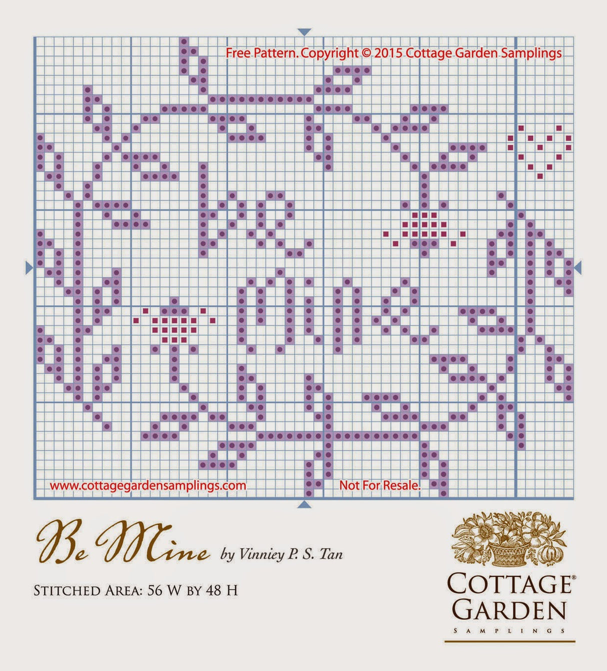 Cross Stitch Chart Gift - Be Mine - Cottage Garden Samplings
