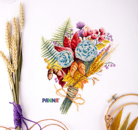 Cross Stitch Kit - Autumn Bouquet - C-7007 Panna