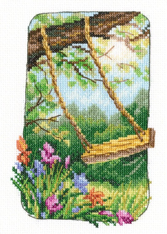 Kit Punto de Cruz RTO C345 – Columpio. El viejo jardín de la abuela…