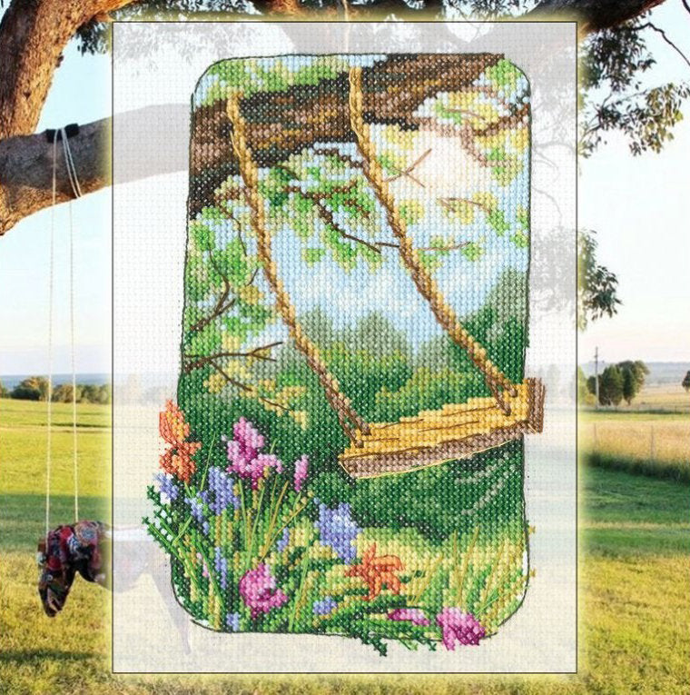 Kit Punto de Cruz RTO C345 – Columpio. El viejo jardín de la abuela... - imagen 2