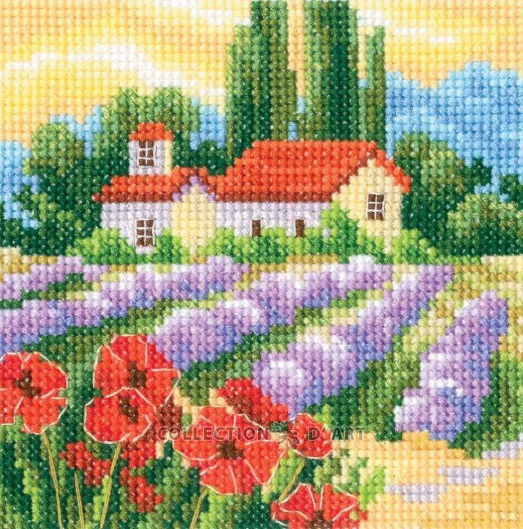 Kit de Punto de Cruz RTO Colores de Verano. Amapolas y Lavanda – C360