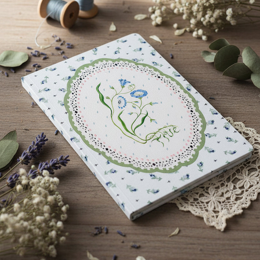 Cuaderno Blue & Cream Roots Vignette Premium de Encuadernación Perfecta (A5)(13163)