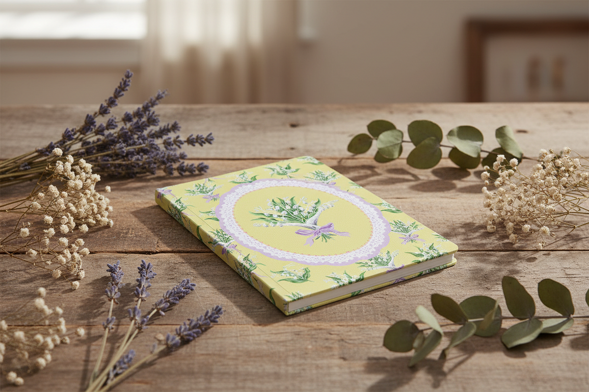 Quaderno Yellow Lily of the Valley Vignette Premium con rilegatura perfetta (A5) (13165)