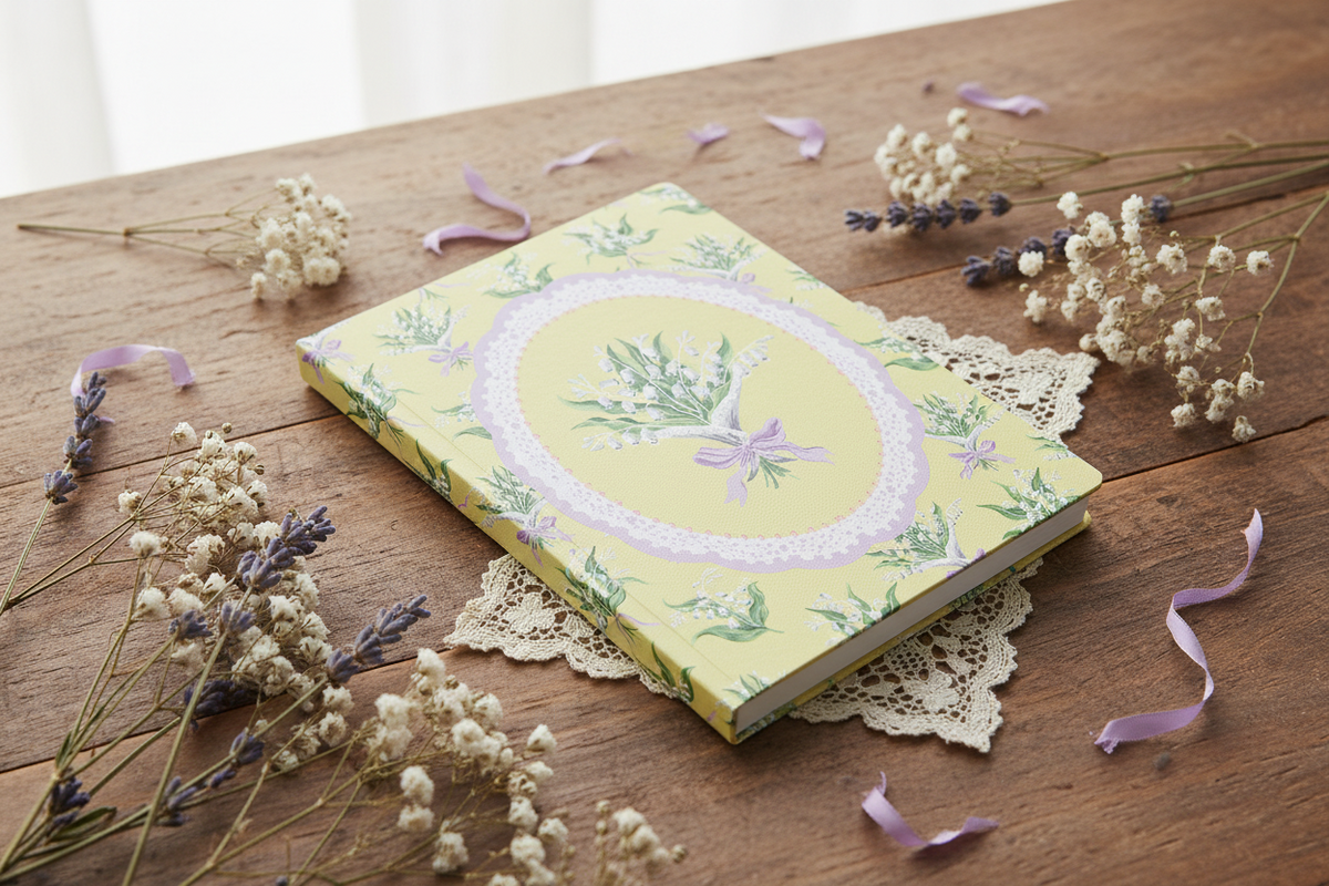 Quaderno Yellow Lily of the Valley Vignette Premium con rilegatura perfetta (A5) (13165)