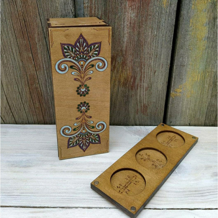 Caja organizadora Wizardi KF057/2 Organizadora para Bordados de madera Wizardi