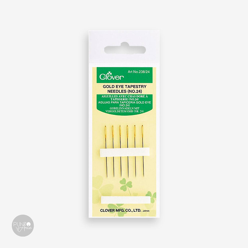 Embroidery Needles No. 24 - Clover 238/24 - Gold-Eye Plated and Blunt Tip