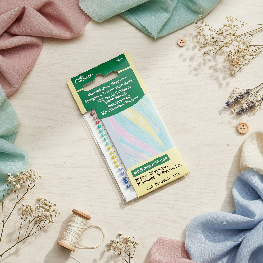 Épingles à tête en verre marbré Clover 2511 : fixation élégante et fonctionnelle pour votre travail
