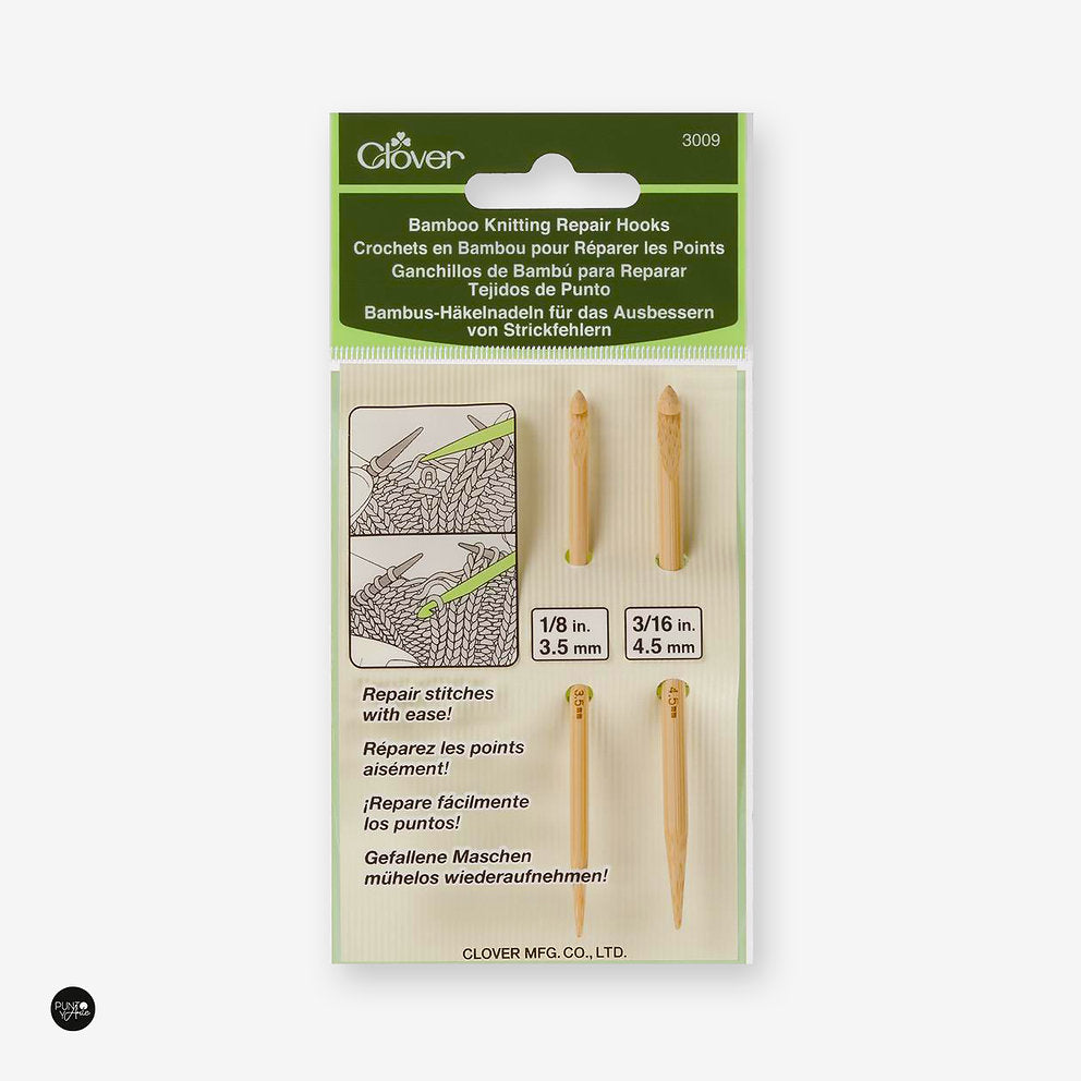 Ganchillos de Bambú para Reparar Puntadas Clover 3009 - Kit de 2