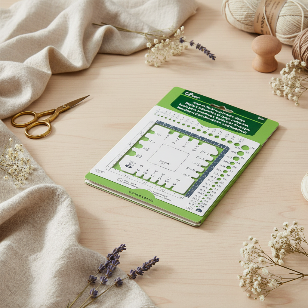 Regla de Muestra y Calibre de Aguja: Herramienta Multiusos para Tejer y Crochet Clover 3200