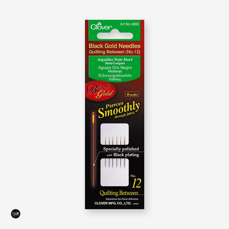 Fine black quilting needles Nº12 BLACK GOLD by Clover 4962