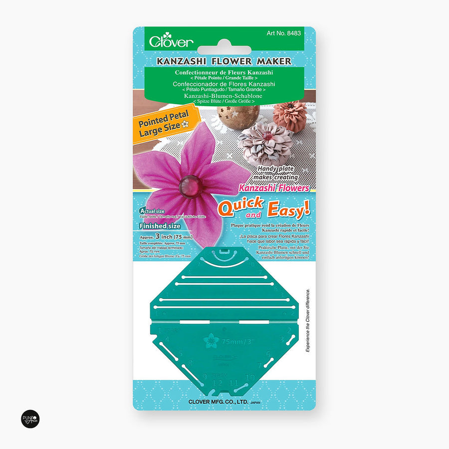 Plantilla Clover 8483 para hacer flores Kanzashi de tela de forma fácil y rápida