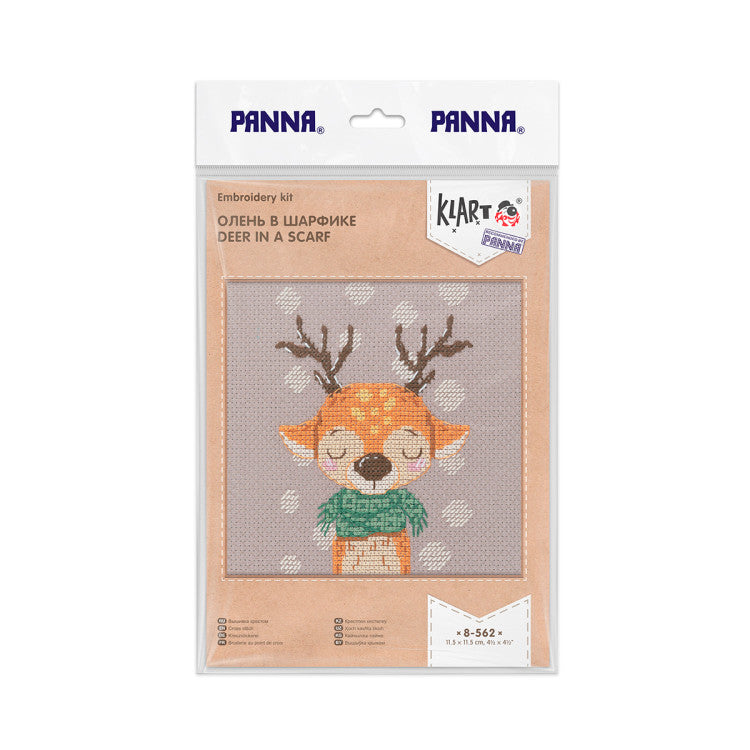 Kit de punto de cruz KLART “Deer in a Scarf” KL8-562 – Ciervo con bufanda