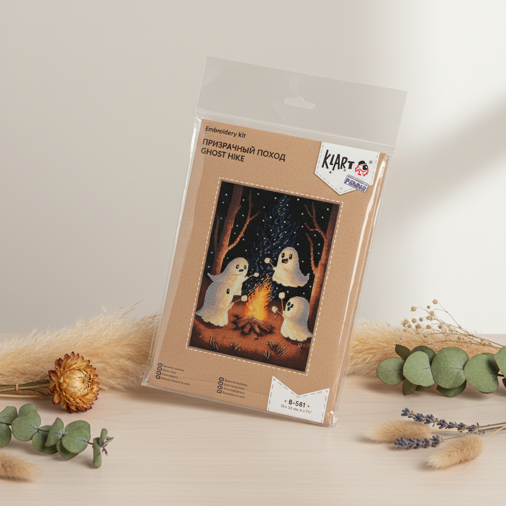 Kit de point de croix KLART « Randonnée fantôme » KL8-581 – Fantômes autour du feu de camp