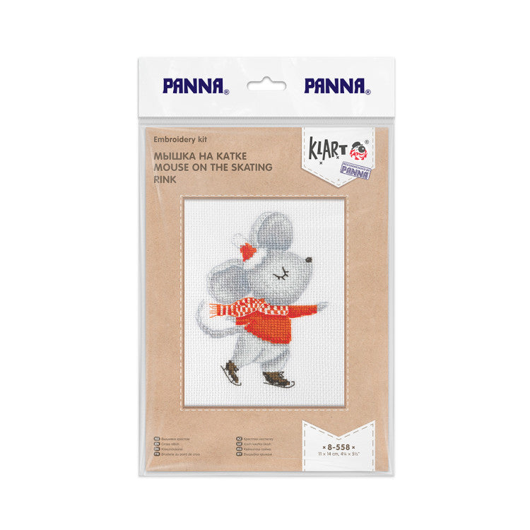 Kit de punto de cruz KLART “Mouse on the Rink” KL8-558 – Ratón patinando