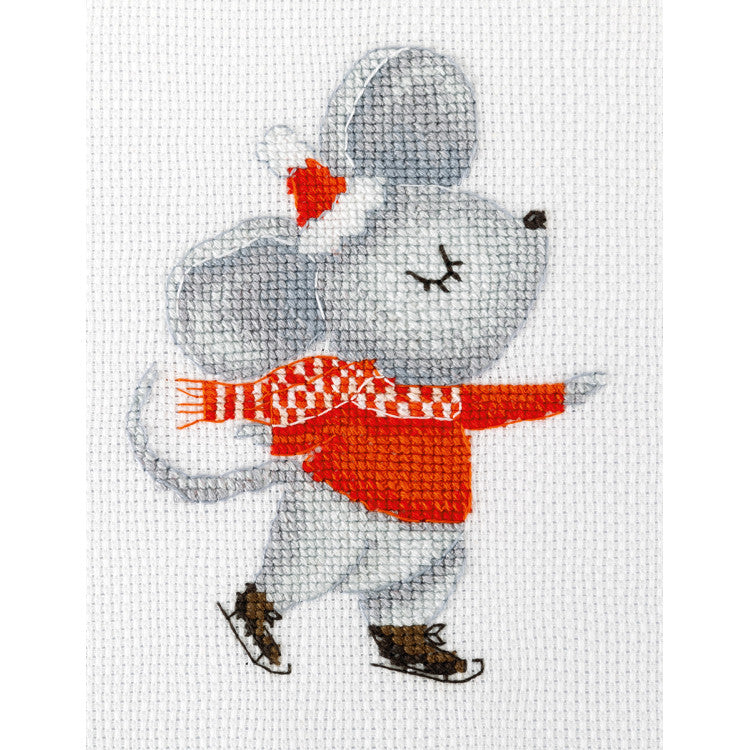 Kreuzstich-Set KLART “Mouse on the Rink” KL8-558 – Eislaufende Maus