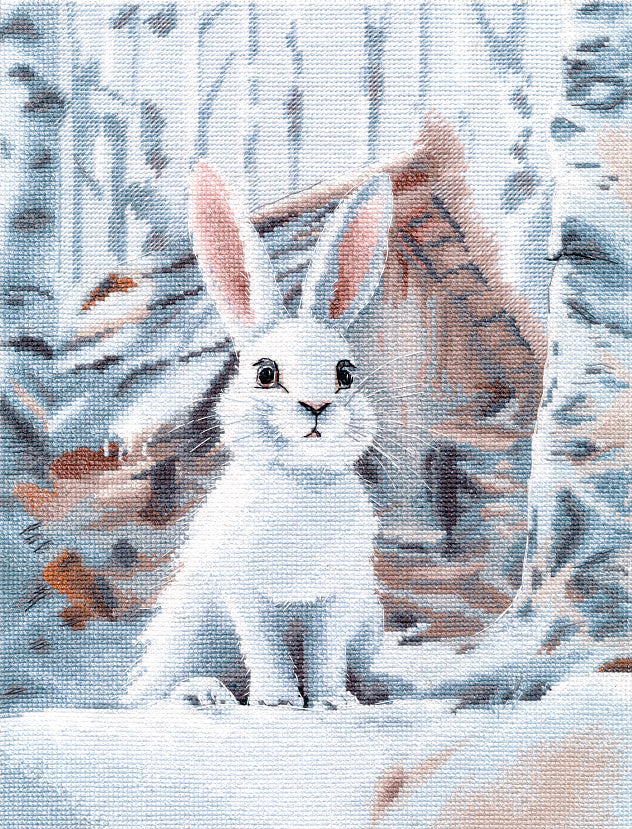 White Bunny Oven Cross Stitch Kit S1708 – White Bunny Aida 16