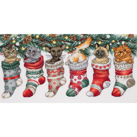 Kit de punto de cruz PANNA Christmas Cute Cats PPR-7405 Gatos navideños