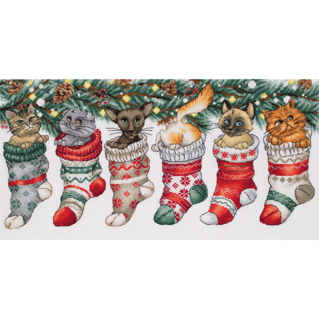Kit de punto de cruz PANNA Christmas Cute Cats PPR-7405 Gatos navideños