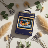 Kit de point de croix PANNA « La troïka du Père Gel » PPR-7531 – Broderie de Noël sur toile Aïda noire