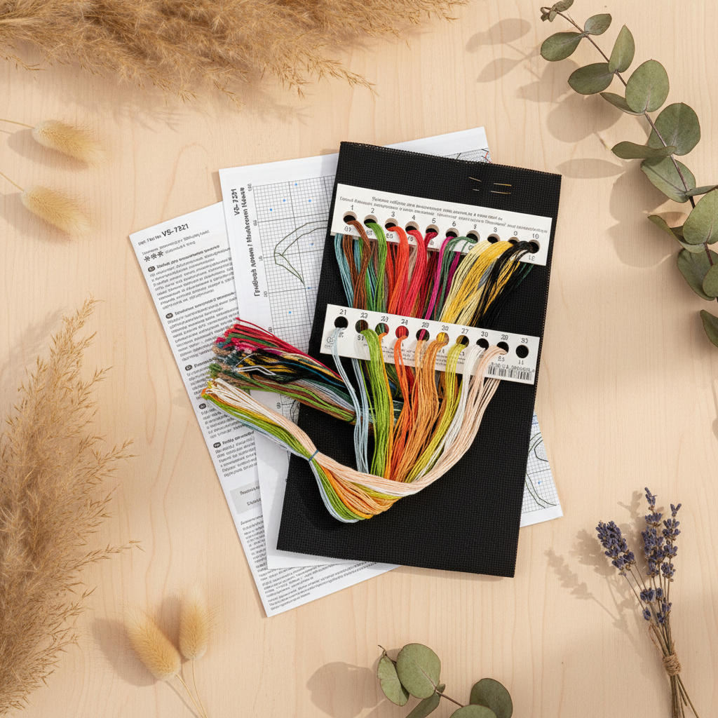 Kit de point de croix PANNA « Maison Champignon » PVS-7321 – Maison Champignon sur toile Aïda noire