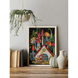 PANNA “Mushroom House” Cross Stitch Kit PVS-7321 – Mushroom House on Black Aida