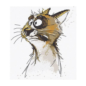 Kit de punto de cruz Andriana Emociones Sorpresa SANE-05 con diseño de gato sorprendido sobre tela Aida 16 ct
