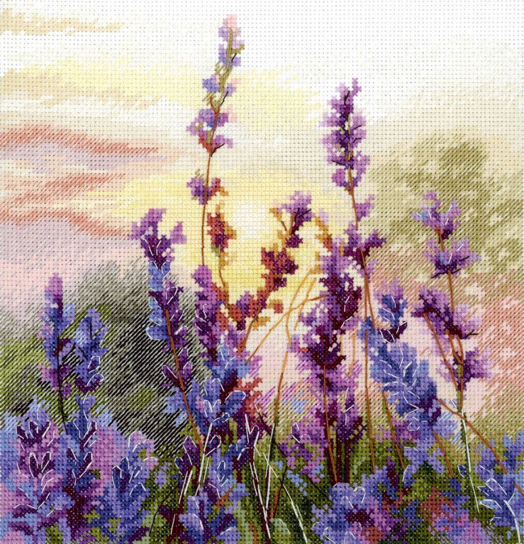 Kit de punto de cruz MP Studia SNV-996 – Lavanda en flor 20x20 cm